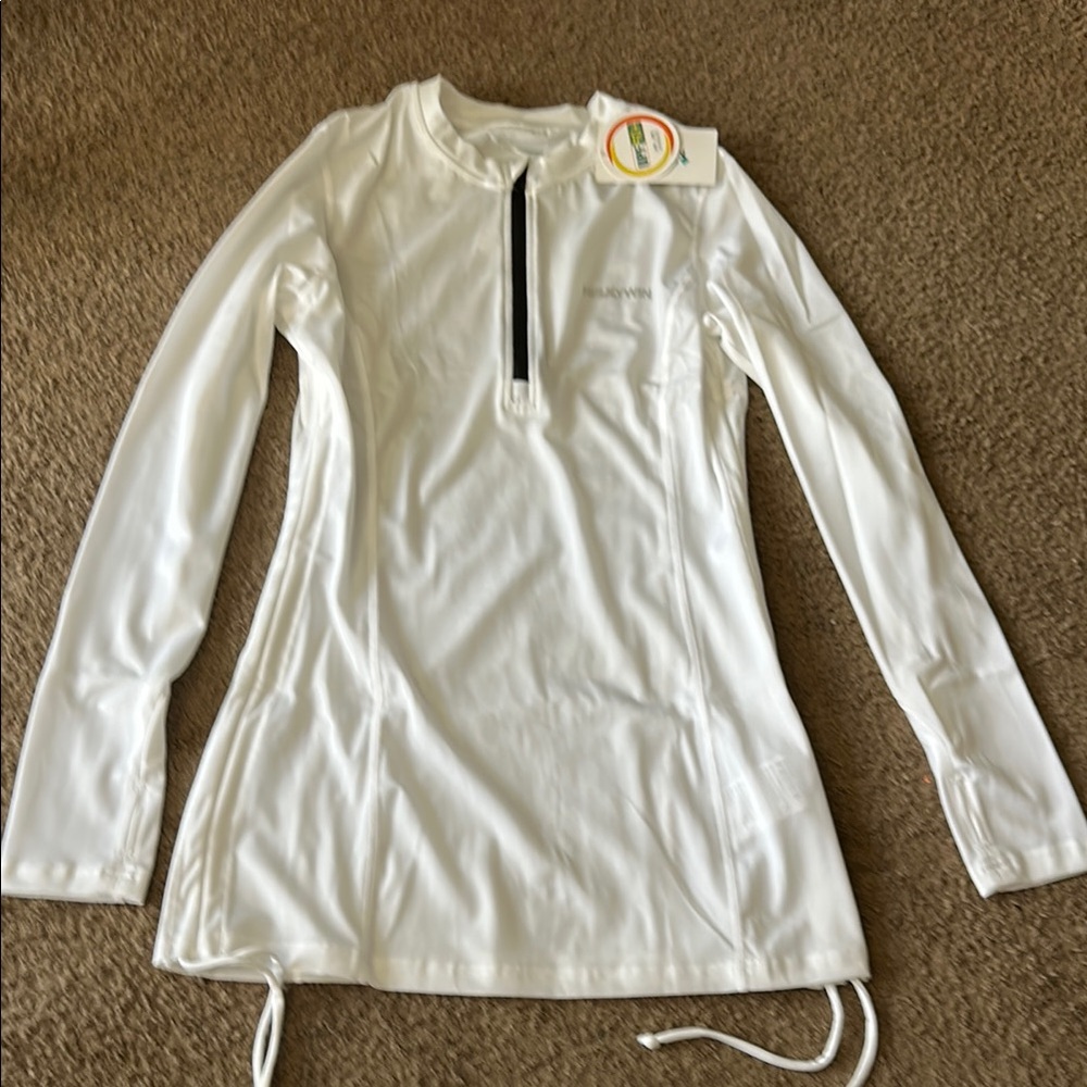 NWT Women's White Long Sleeve Swim Top